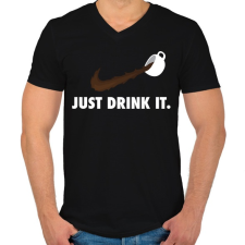 PRINTFASHION Just drink it - kávé - Férfi V-nyakú póló - Fekete férfi póló