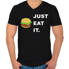 PRINTFASHION just eat it - Férfi V-nyakú póló - Fekete férfi póló