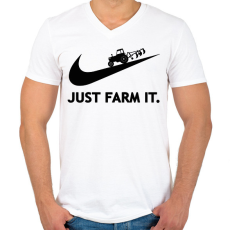 PRINTFASHION Just farm it. - Férfi V-nyakú póló - Fehér