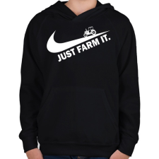 PRINTFASHION Just farm it - Gyerek kapucnis pulóver - Fekete gyerek pulóver, kardigán