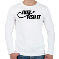 PRINTFASHION Just fish it márkaparódia horgászoknak - Férfi hosszú ujjú póló - Fehér férfi póló