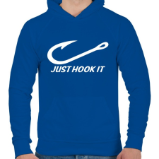 PRINTFASHION Just hook it - Férfi kapucnis pulóver - Királykék férfi pulóver, kardigán