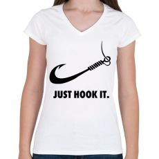 PRINTFASHION Just hook it - Női V-nyakú póló - Fehér
