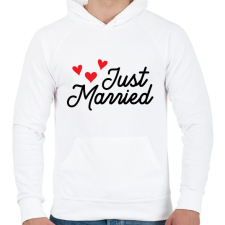 PRINTFASHION Just Married - Férfi kapucnis pulóver - Fehér férfi pulóver, kardigán