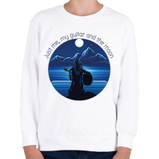 PRINTFASHION Just me, my guitar and the moon - Gyerek pulóver - Fehér gyerek pulóver, kardigán