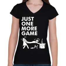 PRINTFASHION Just one more game - Női V-nyakú póló - Fekete női póló