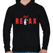 PRINTFASHION Just Relax kutyus - Férfi kapucnis pulóver - Fekete férfi pulóver, kardigán