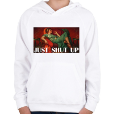 PRINTFASHION Just shut up - Gyerek kapucnis pulóver - Fehér gyerek pulóver, kardigán