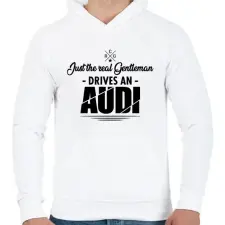 PRINTFASHION Just the real Gentleman - Audi - Férfi kapucnis pulóver - Fehér férfi pulóver, kardigán