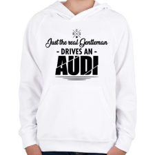 PRINTFASHION Just the real Gentleman - Audi - Gyerek kapucnis pulóver - Fehér gyerek pulóver, kardigán