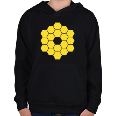 PRINTFASHION JWST James Webb Space Telescope - Gyerek kapucnis pulóver - Fekete