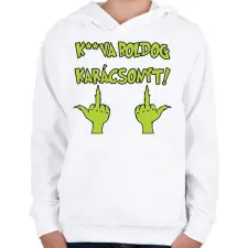 PRINTFASHION K**va boldog karácsonyt Grincs - Gyerek kapucnis pulóver - Fehér gyerek pulóver, kardigán