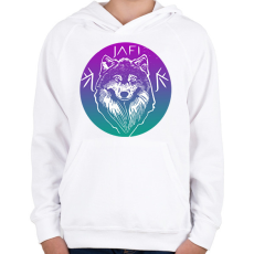 PRINTFASHION kábitott farkas - Gyerek kapucnis pulóver - Fehér