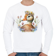PRINTFASHION Kacsa virágokkal - Férfi pulóver - Fehér