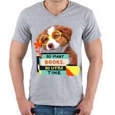 PRINTFASHION Kacsavadász retriever kutya könyvekkel - Férfi V-nyakú póló - Sport szürke férfi póló