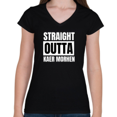 PRINTFASHION KAER MORHEN - Női V-nyakú póló - Fekete