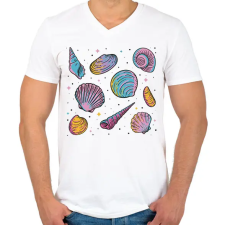 PRINTFASHION Kagylók - Férfi V-nyakú póló - Fehér férfi póló