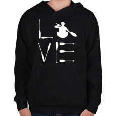 PRINTFASHION Kajak love - Gyerek kapucnis pulóver - Fekete