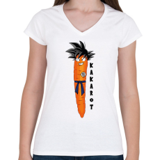 PRINTFASHION Kakarot - Női V-nyakú póló - Fehér