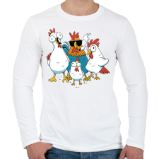 PRINTFASHION Kakas és csirkék - Férfi hosszú ujjú póló - Fehér férfi póló