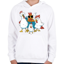 PRINTFASHION Kakas és csirkék - Gyerek kapucnis pulóver - Fehér gyerek pulóver, kardigán