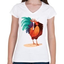 PRINTFASHION Kakas - Női V-nyakú póló - Fehér női póló