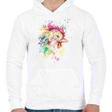 PRINTFASHION Kakas vízfesték - Férfi kapucnis pulóver - Fehér férfi pulóver, kardigán