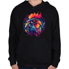 PRINTFASHION Kakasfej - Gyerek kapucnis pulóver - Fekete