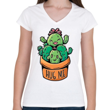 PRINTFASHION Kaktusz család - Női V-nyakú póló - Fehér női póló