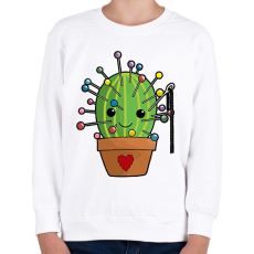 PRINTFASHION Kaktusz gombostűkkel - Gyerek pulóver - Fehér