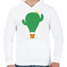 PRINTFASHION Kaktusz léghajó - Férfi kapucnis pulóver - Fehér
