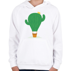 PRINTFASHION Kaktusz léghajó - Gyerek kapucnis pulóver - Fehér