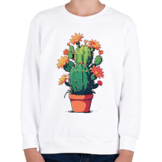 PRINTFASHION Kaktusz növény - Gyerek pulóver - Fehér