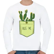 PRINTFASHION Kaktusz zsebminta - Férfi pulóver - Fehér férfi pulóver, kardigán