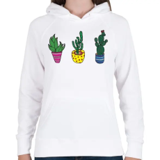 PRINTFASHION Kaktuszok - Női kapucnis pulóver - Fehér