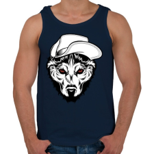 PRINTFASHION Kalapos farkas - Férfi atléta - Sötétkék atléta, trikó