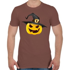 PRINTFASHION Kalapos halloween tök - Férfi póló - Mogyoróbarna