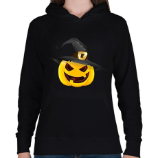 PRINTFASHION Kalapos halloween tök - Női kapucnis pulóver - Fekete