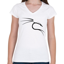 PRINTFASHION Kali linux black - Női V-nyakú póló - Fehér női póló