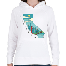 PRINTFASHION Kalifornia - Női kapucnis pulóver - Fehér női pulóver, kardigán