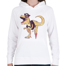 PRINTFASHION Kalóz dínó - Női kapucnis pulóver - Fehér női pulóver, kardigán