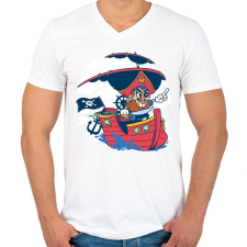 PRINTFASHION Kalóz - Férfi V-nyakú póló - Fehér férfi póló