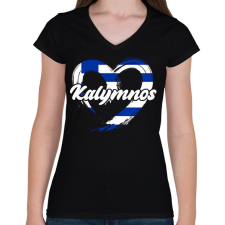 PRINTFASHION Kalymnos - Női V-nyakú póló - Fekete női póló