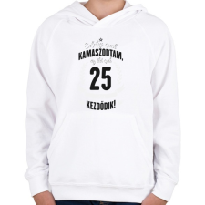 PRINTFASHION kamasz-25-black-white - Gyerek kapucnis pulóver - Fehér gyerek pulóver, kardigán