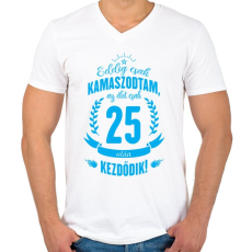 PRINTFASHION kamasz-25-cyan - Férfi V-nyakú póló - Fehér
