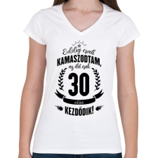 PRINTFASHION kamasz-30-black - Női V-nyakú póló - Fehér női póló