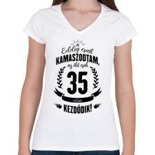 PRINTFASHION kamasz-35-black - Női V-nyakú póló - Fehér női póló