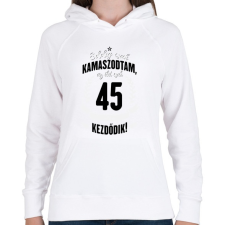PRINTFASHION kamasz-45-black-white - Női kapucnis pulóver - Fehér női pulóver, kardigán