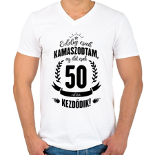PRINTFASHION kamasz-50-black - Férfi V-nyakú póló - Fehér férfi póló