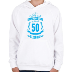 PRINTFASHION kamasz-50-cyan - Gyerek kapucnis pulóver - Fehér